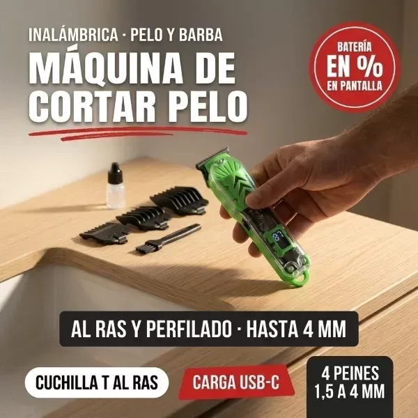 Máquina de cortar pelo y barba inalámbrica con display