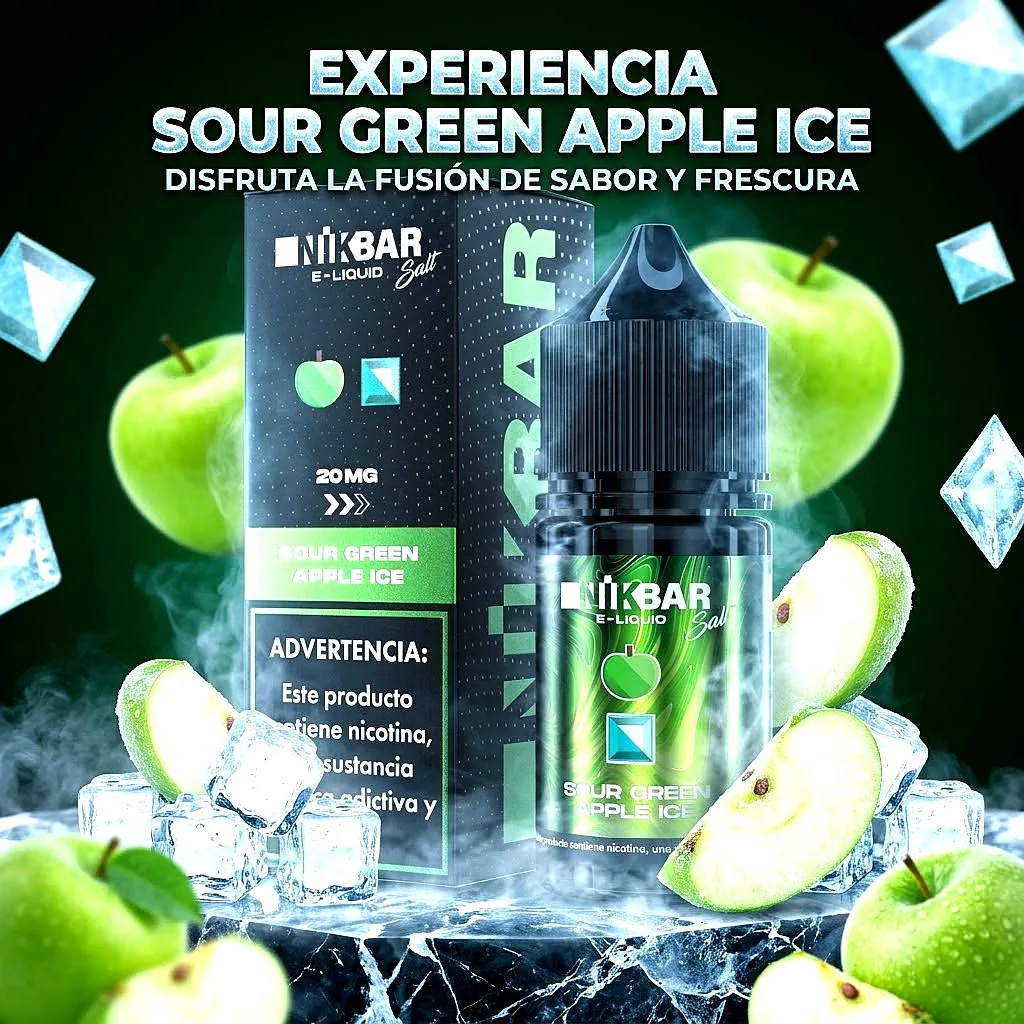 Nikbar Sour Green Apple Ice sal de nicotina 30 ml 20 mg